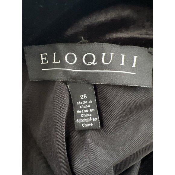 Eloquii Womens Plus Size 26 Black Stretch Velvet Short Dress Wrap Cocktail - Picture 8 of 9